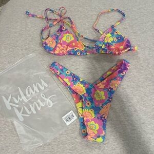 Kulani Kinis Floral Bikini - Pink and Blue